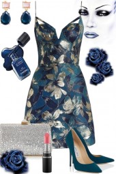 Floral Silver Blue