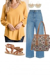 Yellow Swiss Dot Top Outfit 1