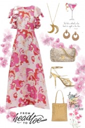 Flowers in pink and gold 