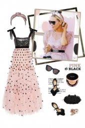 Pink black polka dot