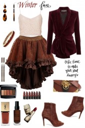 Brown Ruffled Skirt
