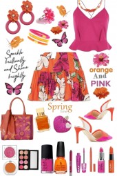 Pink Orange Floral Skirt