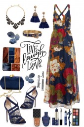 Navy  Dark Flowered Dress  