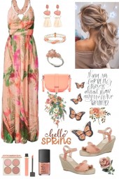 #291 Floral Peach Dress 