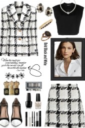 #372 Black And White Jacket And Skirt