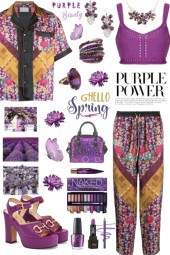 #383 Purple Print Top And Pants