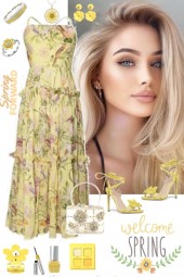 #402 2023 Yellow Floral Dress
