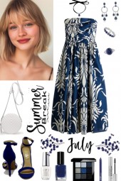 #1071  Tropical navy Print