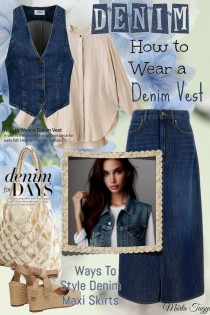 Denim vest and skirt