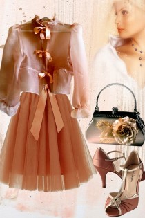 Romantic outfit in caramel pink