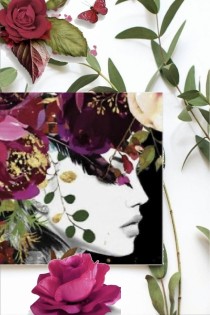 White profile with red roses