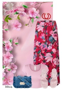 nr 9292 - Floral maxi skirt