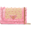  PRADA Beige and pink raffia clutch - Hand bag - 