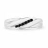 10KT White Gold Black Round Diamond Seven Stone Men's Ring (1/6 cttw) - 戒指 - $379.00  ~ ¥2,539.43