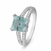 10KT White Gold Princess Aquamarine and Round Diamond Engagement Ring - Rings - $349.00 