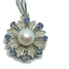 18k White Gold Flower pendant with Sapph - Necklaces - $300.00 