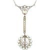 1900s Pearl and Diamond Gold Pendant - Halsketten - 