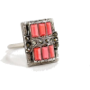 1920s/30s Simulated Coral/Marcasite ring - Obroči - 