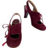 1930s Maroon Suede Sling-back Heels - Classic shoes & Pumps - 