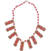 1940S Red Beaded Bronze Choker Necklace - Necklaces - 
