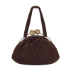 1940s Brown Suede Barrel Clasp Bag - Torbice - 