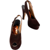 1940s Brown Suede Platform Heels - Klasični čevlji - 