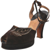 1940s Brown Suede Platform Shoes - Sapatos clássicos - 
