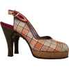 1940s Red, Navy & Tan Plaid heels - Zapatos clásicos - 