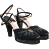 1940s Suede and Silver Platform shoes - Klasični čevlji - 