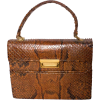 1940s Tan and Brown Top handle bag - Mensageiro bolsas - 