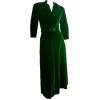 1940s green velvet dress - sukienki - 