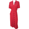 1940s red buttoned day dress - Платья - 