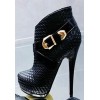 1 Black ankle gold buckle boots - Čizme - 