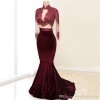 2-piece-burgundy-long-sleeve-prom-dresse - Uncategorized - 