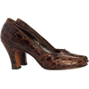 40s Brown Alligator Peep Toe Heels - Sapatos clássicos - 