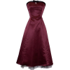 50's Strapless Satin Formal Bridesmaid Gown Holiday Prom Dress Burgundy - Dresses - $54.99 