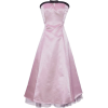 50's Strapless Satin Formal Bridesmaid Gown Holiday Prom Dress Pink - Dresses - $54.99 