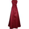 50's Strapless Satin Long Gown Bridesmaid Prom Dress Holiday Formal Junior Plus Size Burgundy - Dresses - $64.99 