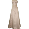50's Strapless Satin Long Gown Bridesmaid Prom Dress Holiday Formal Junior Plus Size Champagne - Dresses - $64.99 