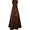 50's Strapless Satin Long Gown Bridesmaid Prom Dress Holiday Formal Junior Plus Size Chocolate - Dresses - $64.99 