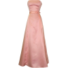 50's Strapless Satin Long Gown Bridesmaid Prom Dress Holiday Formal Junior Plus Size Coral - 连衣裙 - $64.99  ~ ¥435.45