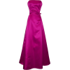 50's Strapless Satin Long Gown Bridesmaid Prom Dress Holiday Formal Junior Plus Size Fuchsia - Dresses - $64.99 