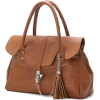 ABBEY Clasp Lock Tassel Black Soft Leatherette Office Tote Briefcase Satchel Tote Bag Handbag Purse - 2 color option Brown - 手提包 - $29.99  ~ ¥200.94