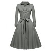 ACEVOG Women's 1950s Bow Belt Vintage Classical Casual Party Swing A-line Tea Picnic Shirt Dress - Dresses - $19.99 