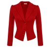 ACEVOG Women's Long Sleeve Solid Casual Work Office Slim One Button Short Blazer - Camisa - curtas - $19.39  ~ 16.65€