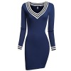 ACEVOG Women's V-Neck Long Sleeve Basic Knit Sweater Bodycon Mini Dress - Dresses - $4.99  ~ £3.79
