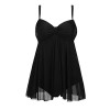 ADOME Women Ruched Tankini Swimwear 2 Piece Bathing Suit Strap Swimsuit Flowy Mesh Swimdress S-XXL - Swimsuit - $12.99 