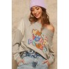 A French Terry Knit Graphic Sweatshirt - Pullovers - $43.45 