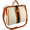 AIDEN Beige Canvas Orange Black Accent Top Handle Turn-lock Doctor Style Office Tote Handbag Purse Satchel Shoulder Bag - Hand bag - $35.50 