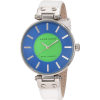 AK Anne Klein Women's 10/9987BLWT Leather White And Blue Dial Silver-Tone White Leather Strap Watch - ウォッチ - $55.00  ~ ¥6,190
